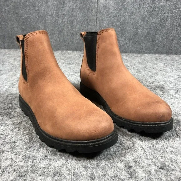 Sorel Waterproof Chelsea Boots Womens 9 Brown Leather Pull On NL3092-282 - Picture 1 of 16